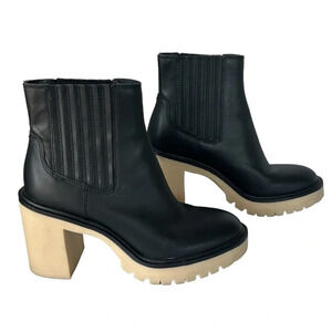 Dolce Vita Caster H20 Waterproof Leather‎ Boots Chunky Heel Booties Size 8